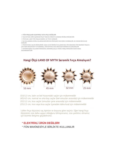 Land Of Myth LOM1301 Seramik+İyonik Termal Fön Saç Fırçası 25 mm