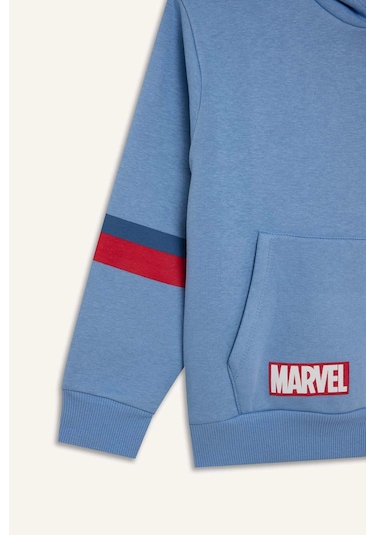Defacto Erkek Çocuk Marvel Avengers Regular Fit Kapüşonlu Kalın Sweatshirt Kumaşı Sweatshirt D4717a8nsbe756 Mavi