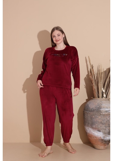 Boyraz Kadın Kışlık Fransız Kadife Büyük Beden Bisiklet Yaka Uzun Kol Pijama Takımı 03148 - 1 Adet Bordo Boyraz Kadın Kışlık Fransız Kadife Büyük Beden Bisiklet Yaka Uzun Kol Pijama Takımı 03148 - 1 Adet Bordo