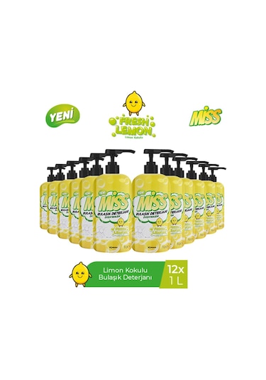 Miss Bulaşık Deterjanı Limon 12 x 1 L