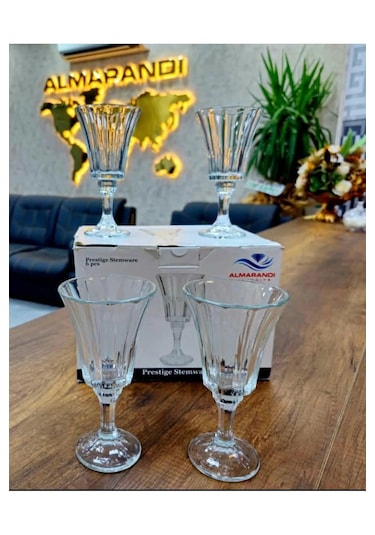 6 Kişilik Cam Ayaklı Kahve Yanı Bardağı Meşrubat Kokteyl Bardak 1