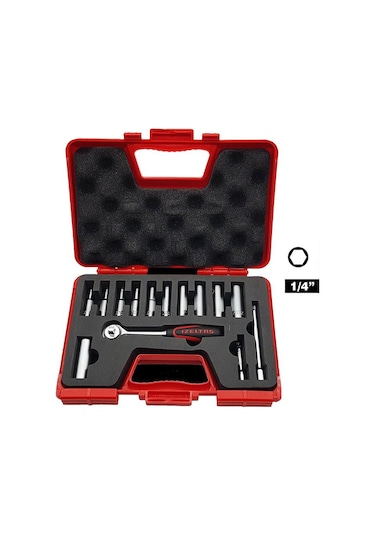 İzeltaş 1107 1/4" Derin Lokma Anahtar Takımı 14 Parça - 1107006014