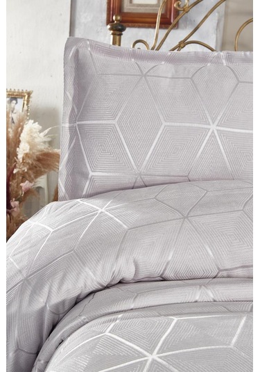 Çeyiz Diyarı Verona 3 Parça Çift Kişilik Yatak Örtüsü Gri Gri