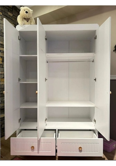 Efor 3 Kapılı Dolap, Bebek Ve Genç Odası Dolap Beyaz