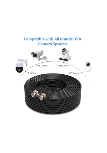 Xindoker Güvenlik Cctv Kamerası İçin 18.3m/60ft Siyah Bnc Kablosu - Kolay Kurulum, Dayanıklı Ve Çok Fonksiyonlu Ses-video Ve Güç Transferi