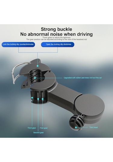 F4207 Arka Koltuk Araba Fanı 3 Hız 5 Bıçak 360 Derece Dönebilen Çift Kafa Soğutma Fanı