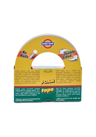 Boss Tape 2688 Çift Taraflı Köpük Bant 18mmx10m Orta Ağırlık 10kg