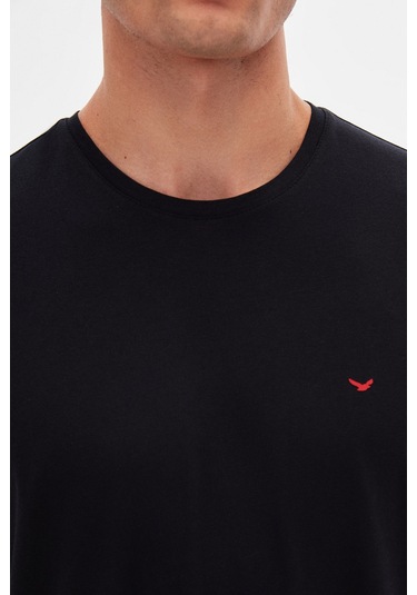 Ds Damat Regular Fit Siyah Düz Nakışlı %100 Pamuk T-shirt 4hc140632006m Siyah