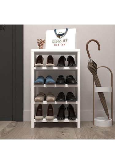 Kenzlife Ayakkabılık Mısri Mat Beyaz Suntalam 065 040 20 Sekiz Çift Ayakkabı Kapasitesi Arkalıksız Beyaz
