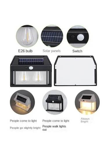 Forlife 24watt Güneş Enerjili Solar Dekoratif Duvar Apliği