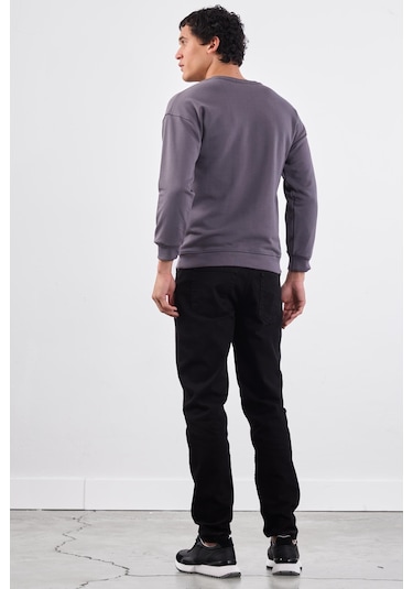 Dufy Antrasit Bisiklet Yaka Regular Fit Erkek Sweatshirt Antrasit