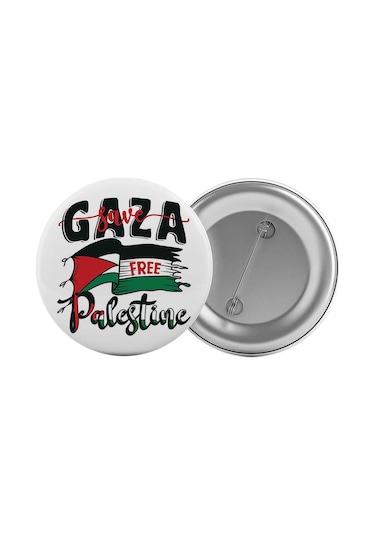 Save Gaza Filistin Çanta Rozeti 20 Adet En Büyük Boy 5.8cm İğneli Broş