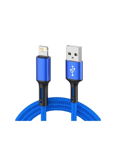 Hızlı Şarj Usb Kablosu İphone Uyumlu 13 12 11 Pro X Max 6 6s 7 8 Artı İpad Mavi 0.25m