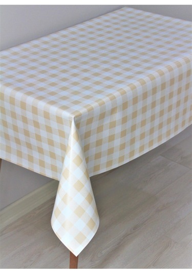 Elyaf Astarlı Silinebilir Muşamba Masa Örtüsü Pötikare - 107-3 Beyaz Sarı