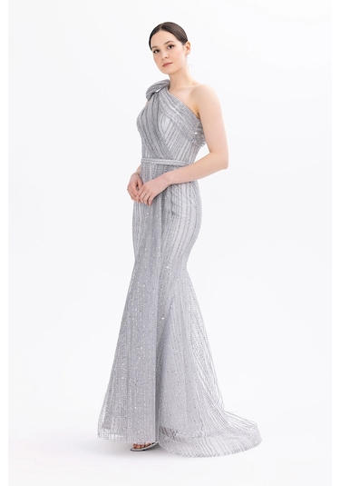 İlmio Bayan Abiye Elbise 3841042 Gri Gri