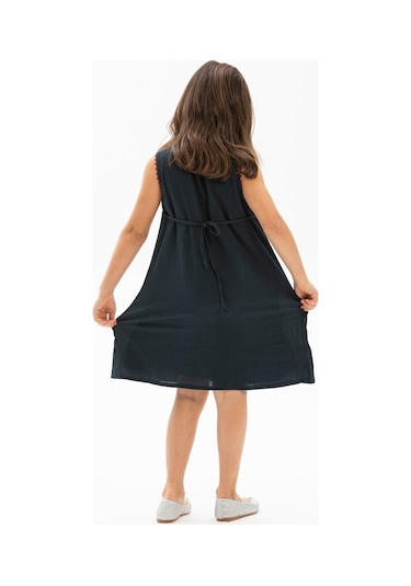 Burçak Şile Bezi Kız Çocuk Elbise Petrol Ptrl