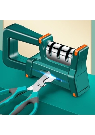 Novahub Yeşil 4-ın-1 Kesici Bileyici, 3 Aşamalı Hızlı Bileme, Kaymaz Mutfak Makas Bileyici Whetstone