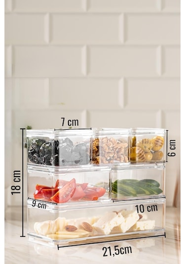 Nandy Home 6'lı Clear Kahvaltılık Saklama Kabı Seti Şeffaf