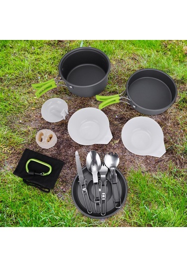 15 Adet Taşınabilir Kamp Tencere Tava Kase Seti