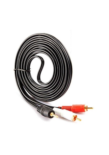 3 Metre - 3.5mm Stereo Aux Erkek To 2 Rca Ses Hoparlör Kablosu