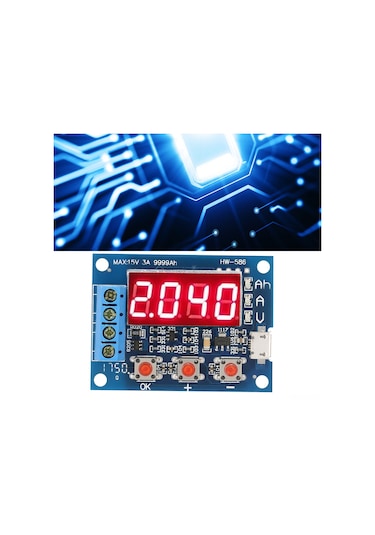 Lemestar 1.2-12v Pil Kapasite Test Cihazı, Dış Yükle Discharge Tipi, 18650 Destekli, Gerçek Zamanlı Voltaj-akım Gösterimi, Mikro Usb Beslemeli Ana Kart + 2 Adet 5w7.5r Direnc