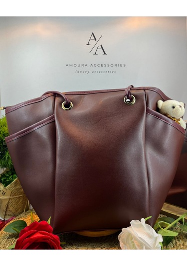 Amoura Moura Accessories Lüks Tasarım Bayan Omuz Ve Kol Çantası Bordo