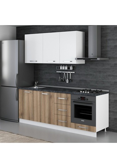 Minar 215 Cm Mutfak Dolabı Beyaz Dore 215-d3