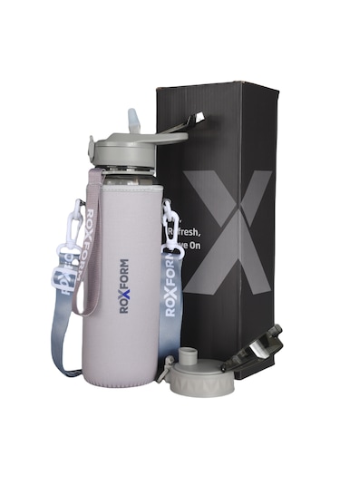 Roxform 1100 Ml Gri Premium Suluk Matara Bpa & Bps İçermez, Kılıflı Ve Sızdırmaz Gri