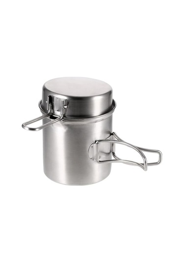 Ankatek Taşınabilir Açık Tencere Paslanmaz Çelik Kamp Sırt Çantasıyla Pot Fincan Katlanır Kolları İle Sw Gümüş Gümüş