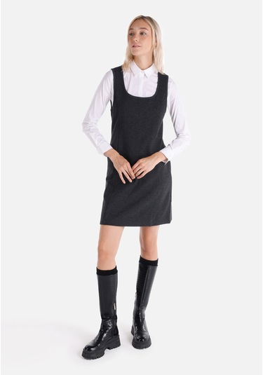 Colins Regular Fit Kadın Antrasit Kolsuz Elbise Cl1065104 Q1.v2 Anm Antra Melanj