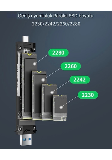 Lemorele Ssd Disk Kutusu M.2 Nvme 10gpbs Type-c Ve Usb Çift Giriş