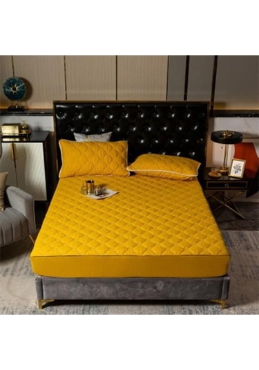 Novahub Sarı Yatak Koruyucu Kapitone Yatak Koruyucu Su Geçirmez Yatak Örtüsü Anti-akar Yatak Örtüsü Yastık Kılıfı Sarı - Diğer Sarı