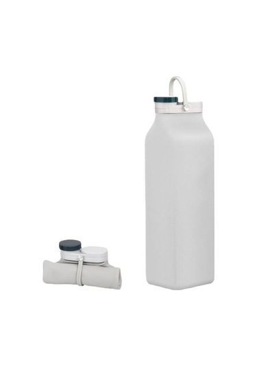 600ml Açık Hava Sporları Taşınabilir Silikon Katlanır Su Bardağı Minimalist Seyahat Büyük Kapasiteli Süt Şişesi Gri Gri Gri