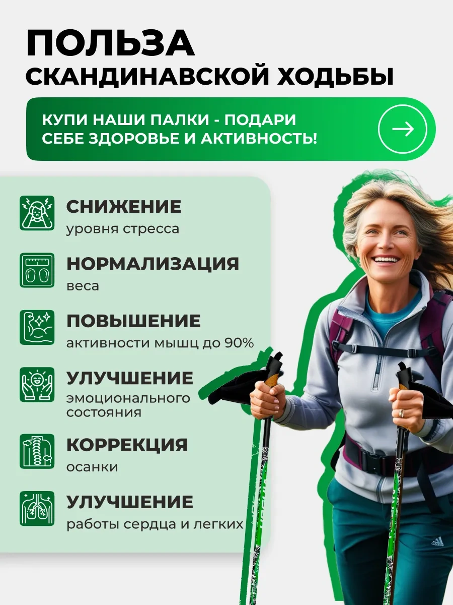 Finland Brand Nordic Yürüyüş销ları, Teleskopik 104085793 Yeşil
