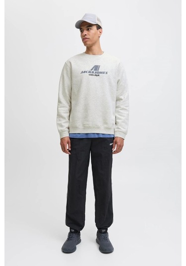 Jack & Jones Jcotier Print Erkek Sweatshirt BEYAZ