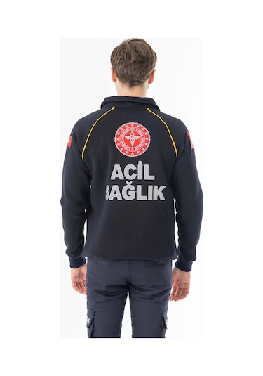 112 Acil Tıp Teknisyeni Uzun Kol Fermuarlı Sweatshirt Unisex Att005 Lacivert