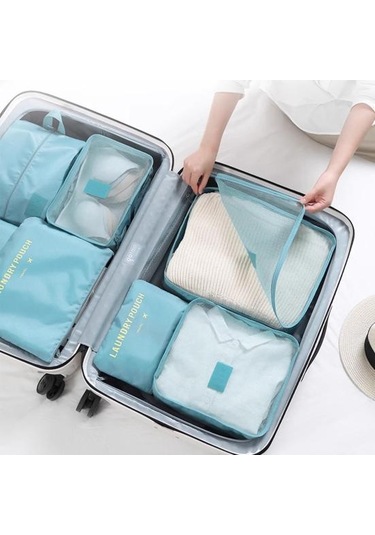 Gri 6 Adet Seyahat Saklama Torbaları Örgü Pencere Nefes Çok Amaçlı İç Giyim Ayakkabı Organizasyonu Büyük Kapasiteli Saklama Çantası Gri