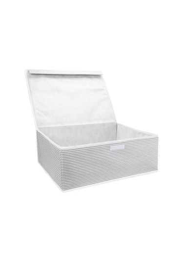 Alas Çok Amaçlı Baza Kutusu Gri Çizgili Tekli 50x40x19 Cm Gri