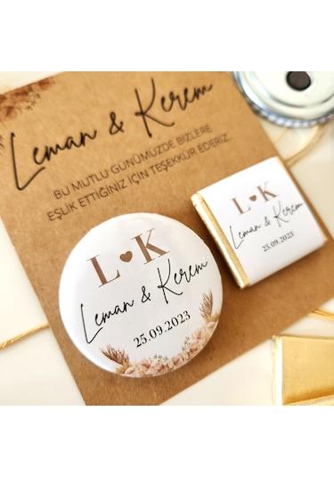 Kraft Kağıt Çikolata Ve Magnet Nişan Söz Hediyelik 30 Adet