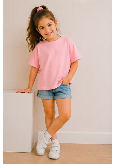 Zuzunga Kız Çocuk Basic Kısa Kollu T-shirt Pembe