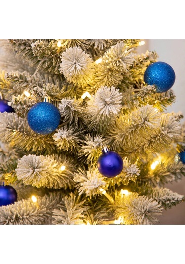 Yaozixa Bahçe İçin Elektrikli Kayın Ağacı - Mavi Kar Manzaralı, 8 Fonksiyonlu Isınma Işıkları Ve Su Geçirmez Pil Kutusu Tekli Paket