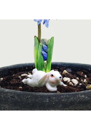 Homyl Tavşan Heykeli Bahçe Hayvan Canlı Romantik Atmosfer