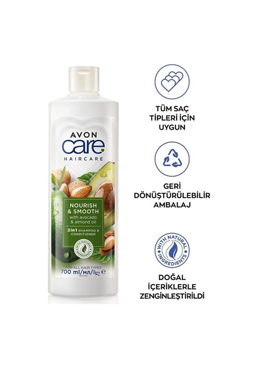 Avon Care Avakado ve Badem Yağı içeren Şampuan ve Saç Bakım Kremi 700 ML