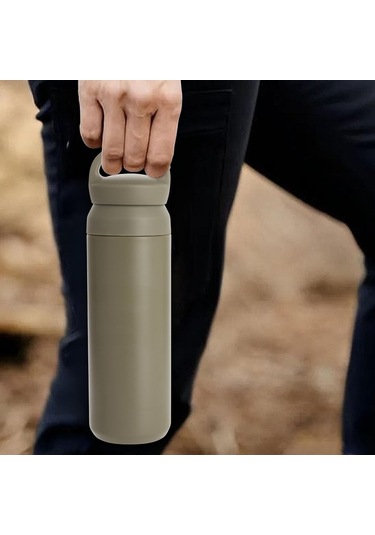 Paslanmaz Çelik Tutacaklı Termos 500 Ml -vakumlu Sızdırmaz Termos Haki