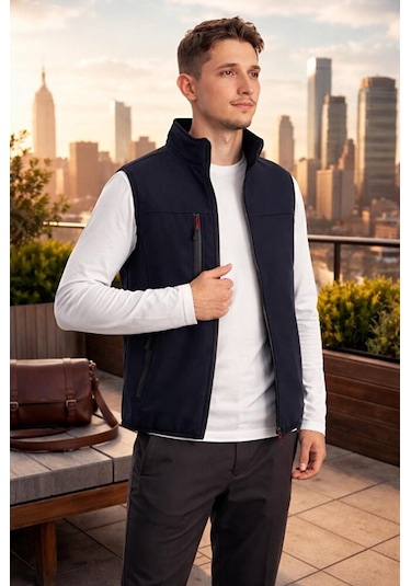 Vatan Tekstil Dik Yaka Slim Fit 3 Cepli Softshell Erkek Yelek Su İtici Kumaş Lacivert Vatan Tekstil Dik Yaka Slim Fit 3 Cepli Softshell Erkek Yelek Su İtici Kumaş Lacivert