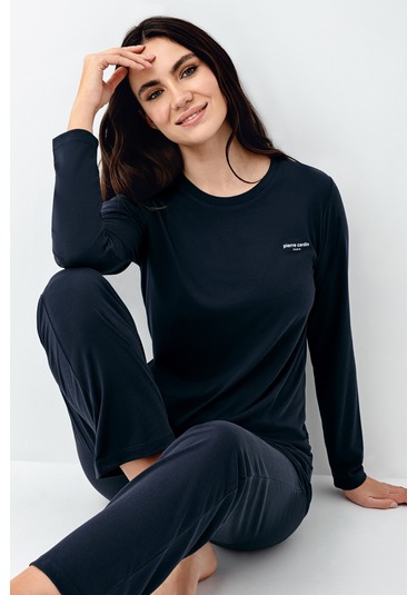 Pierre Cardin 9109 Modal Uzun Kol Kadın Pijama Takımı V1 Lacivert