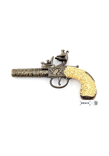 Denix Dekoratif Flintlock Pocket Pistol 19,5 Cm, Londra 1795