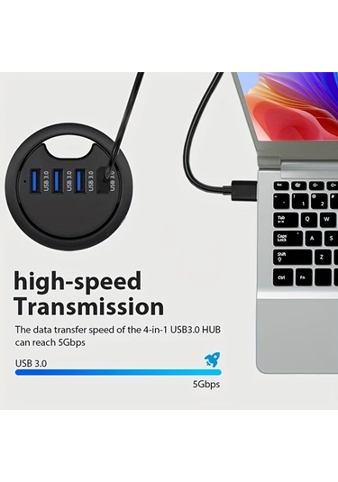 Xuweiwei Siyah 4 Port Usb 3 0 Hub 60mm Masa Grommet Splitter Dock Istasyonu Usb Guc Modu 36v Elektronik Bilesenler Yok
