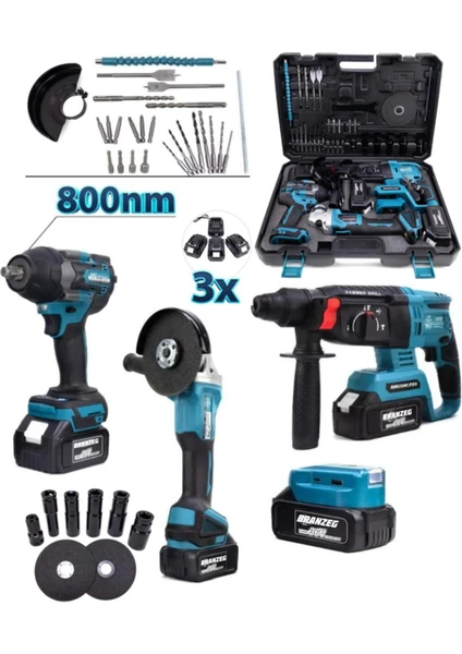 Branzeg BRZ4210 36V 4'lü Dörtlü Matkap Seti