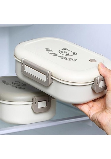 Beyaz Yemek Kutusu Bpa İçermeyen Mikrodalga Güvenli Büyük Kapasiteli Sızdırmaz Bento Kutusu Taşınabilir Bölünmüş Gıda Saklama Kabı